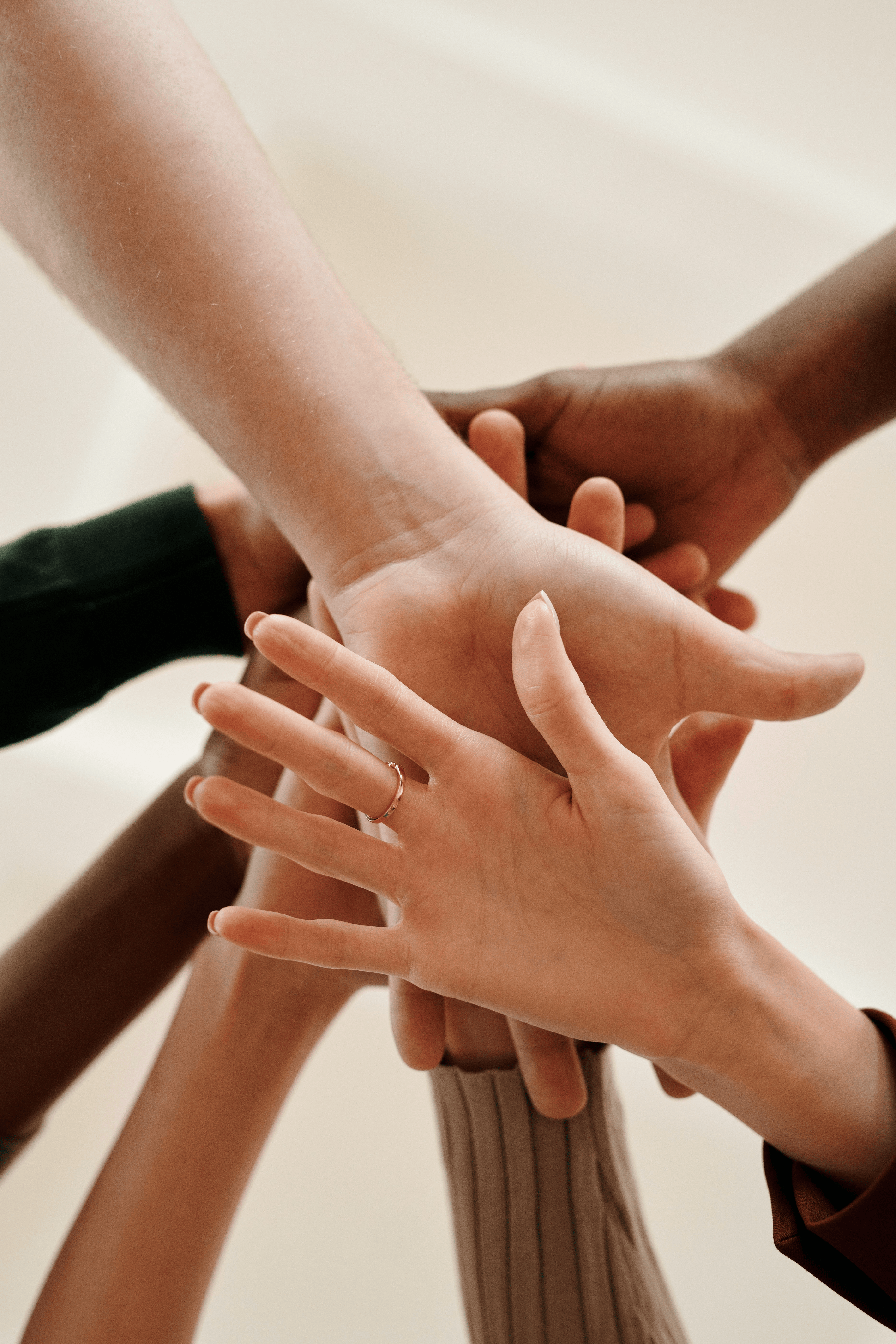 group of people holding hands in united manner